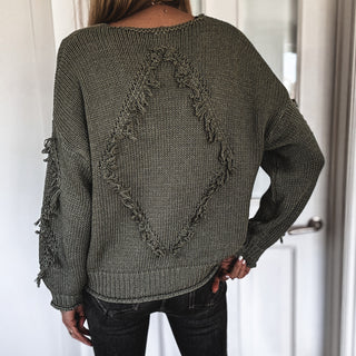 Khaki Davina tassel knit  *NEW*
