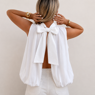 Bella White blouse with bow on back *NEW*