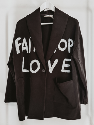 FAITH HOPE LOVE graffiti black blazer