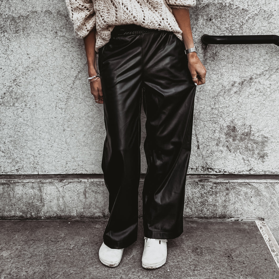 Faux leather wide leg joggers *NEW*
