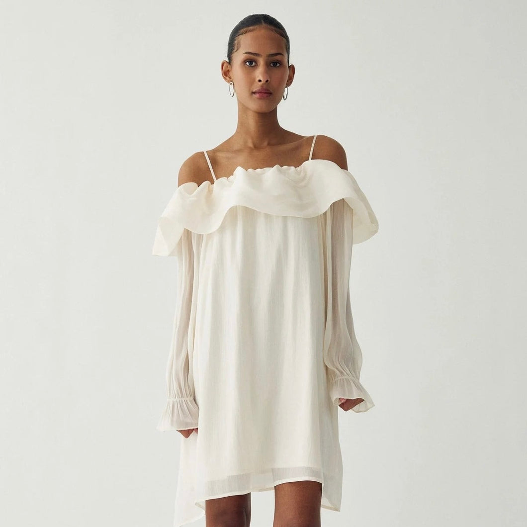 Vintage white Miya ruffle sheer dress *NEW*