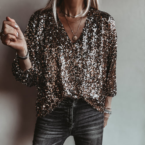 Relaxed Copper Gold Sequin top *NEW*