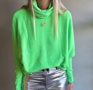 Neon green Cuba roll neck jumper