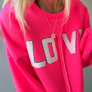 LOVE neon pink sweatshirt *NEW*