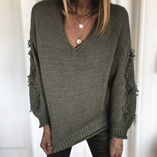 Khaki Davina tassel knit  *NEW*