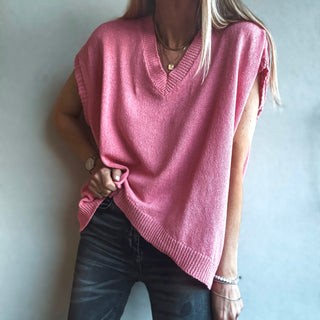 Patia PINK knitted V tank *NEW*