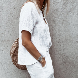 WHITE Lima linen top