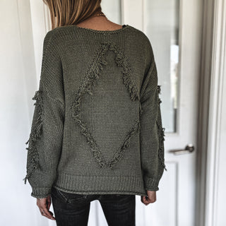 Khaki Davina tassel knit  *NEW*