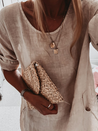 Lillie linen relaxed beige linen dress *NEW*