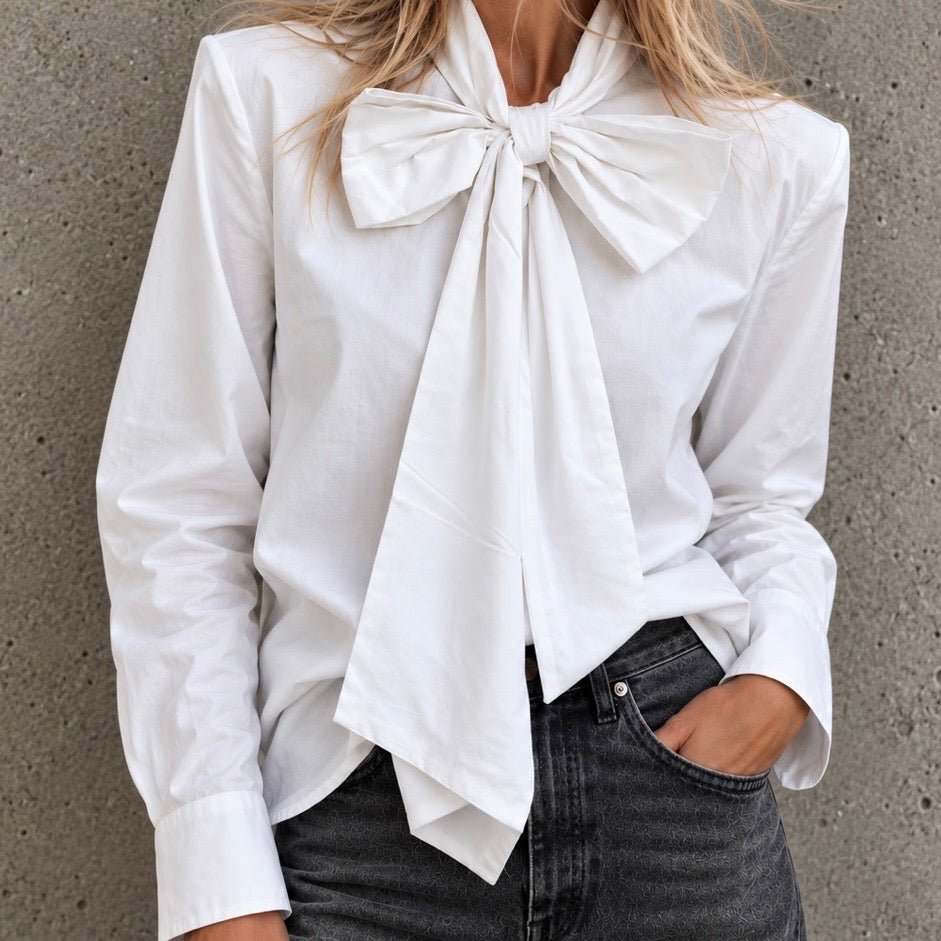 Bria WHITE bow blouse *NEW*
