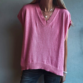 Patia PINK knitted V tank *NEW*