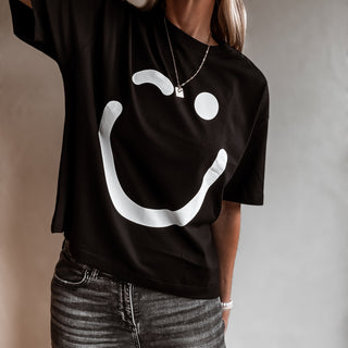 BLACK smiley t shirt *relaxed style* NEW