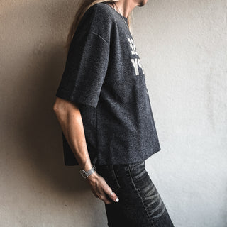 Charcoal  Happy Life vintage short sleeved LOVE sweatshirt