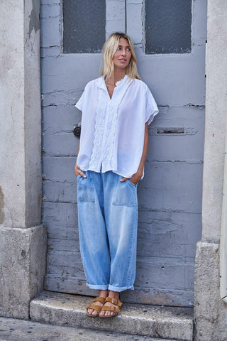 Pompeii Broderie frill floaty Blouse *NEW*