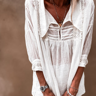 Vintage white sheer collar Blouse *NEW*