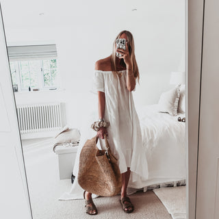 Lottie linen off shoulder white dress *NEW*