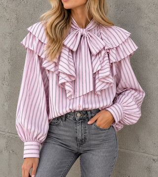 Frieda PALE PINK bows & frills blouse *NEW*