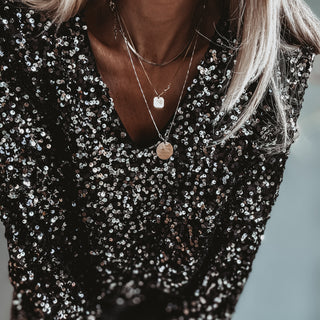 Relaxed Black Sequin top *NEW*