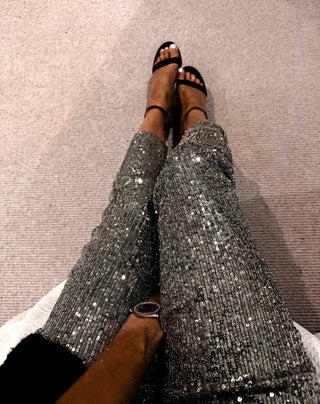 SILVER Sequin joggers