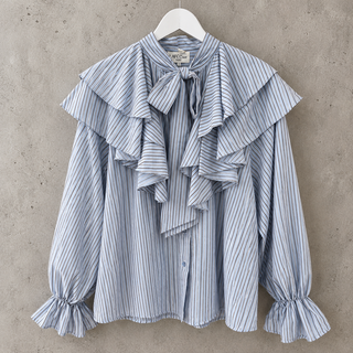 Frieda PALE BLUE bows & frills blouse *NEW*