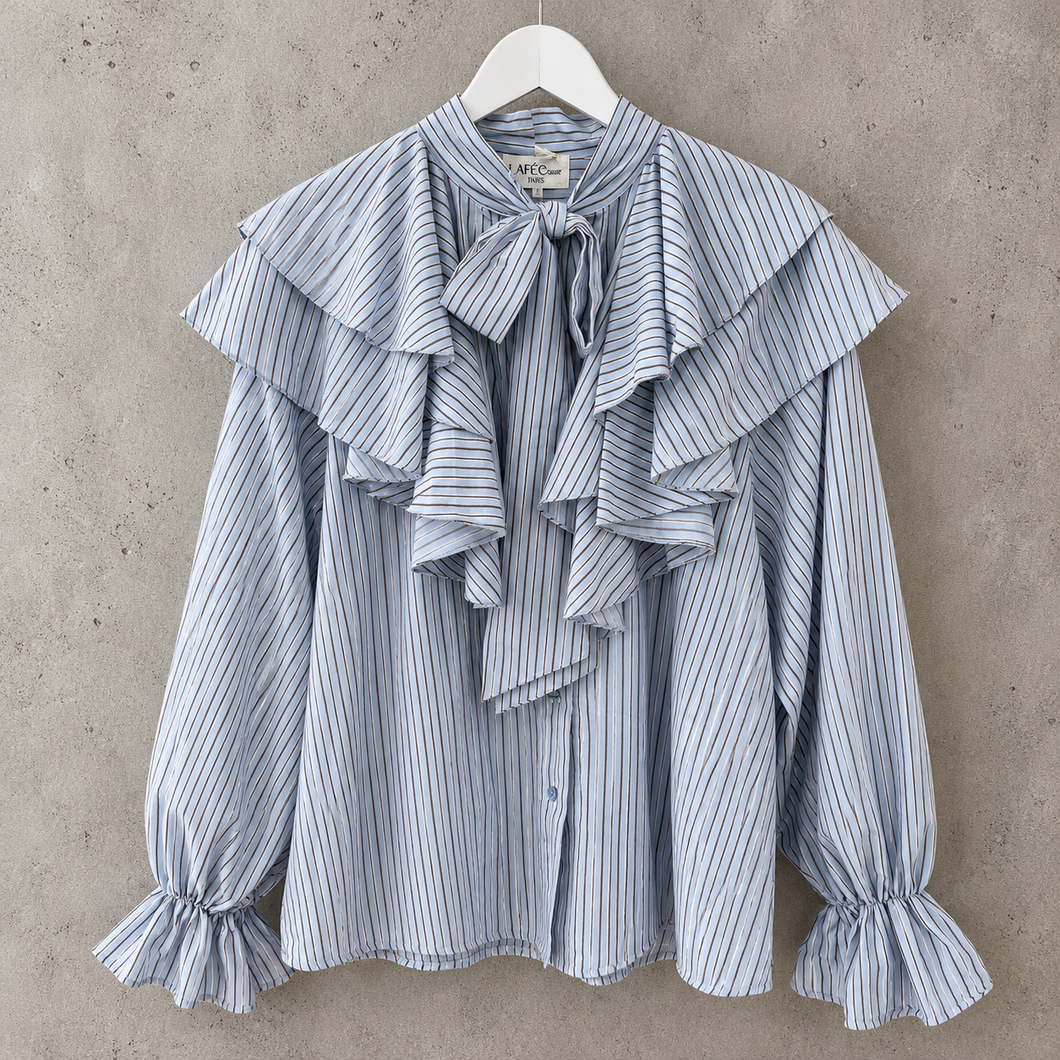 Frieda PALE BLUE bows & frills blouse *NEW*