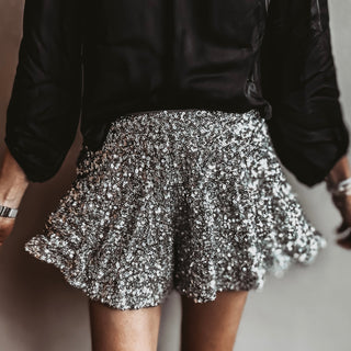 OSLO SILVER Sequin SHORTS