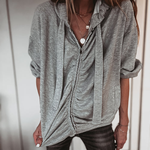 Grey ruffle Irene hoody  *NEW*