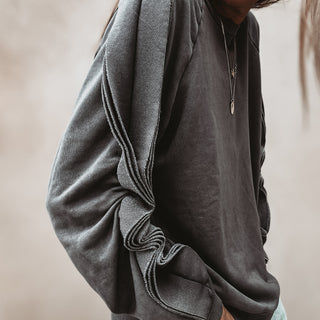 Vintage grey ruffle sleeve sweatshirt *NEW*