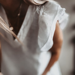 White Santiago frills linen tee *NEW*