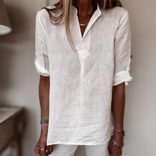 Lila White v neck linen top *NEW*
