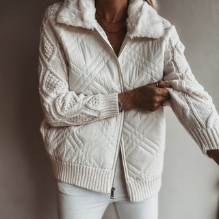 Tessa quilted VINTAGE WHITE bomber