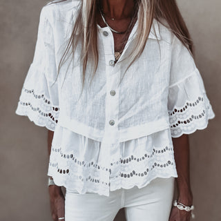 Lola White linen shirt with cotton lace *NEW*
