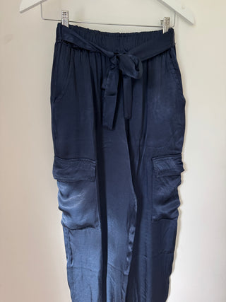 Navy Satin cargo joggers *NEW*