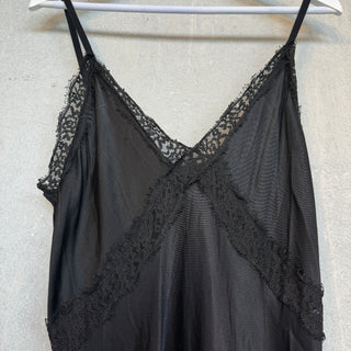 Sienna Lace Satin Slip dress BLACK *new*