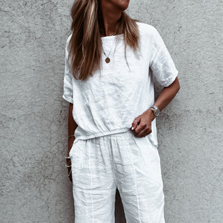 WHITE Lima linen top