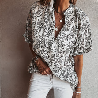 Monochrome flower blouse
