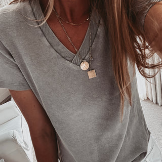 Vila V neck ribbed tee  *NEW*