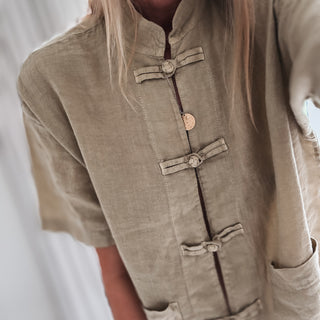 Light olive Duna linen mandarin blazer  *NEW*