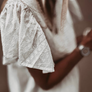 Lu smocked white linen blouse