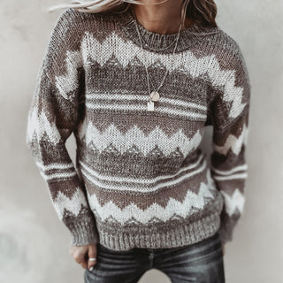 Brown zig zag slouchy jumper *NEW*