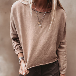 Maeve slightly cropped SAND sweatshirt *relaxed style*