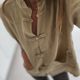 Light olive Duna linen mandarin blazer  *NEW*