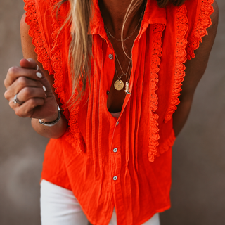 Burnt orange ruffle blouse  *NEW*