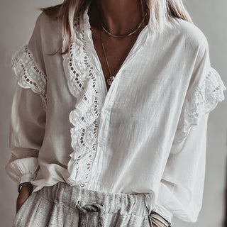 WHITE Broderie Ruffle Blouse *NEW*