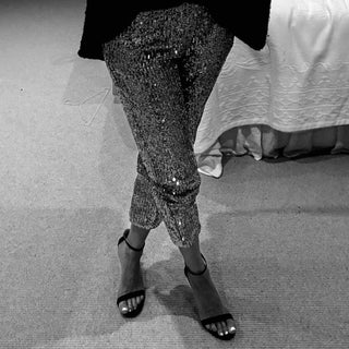 SILVER Sequin joggers
