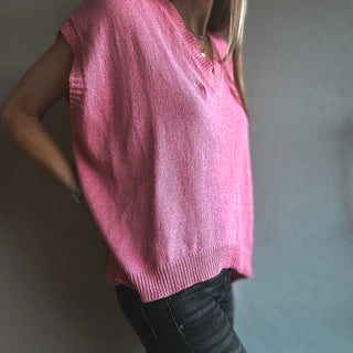 Patia PINK knitted V tank *NEW*