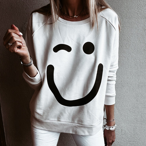 VINTAGE WHITE Smiley sweatshirt *relaxed style* NEW