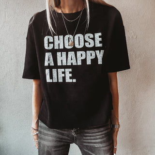 Black Happy Life vintage short sleeved LOVE sweatshirt