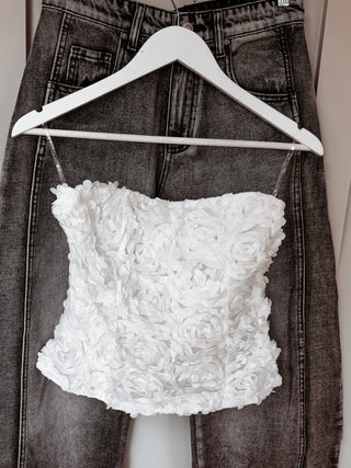 White Fi flowers bandeau top *NEW*