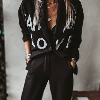FAITH HOPE LOVE graffiti black blazer